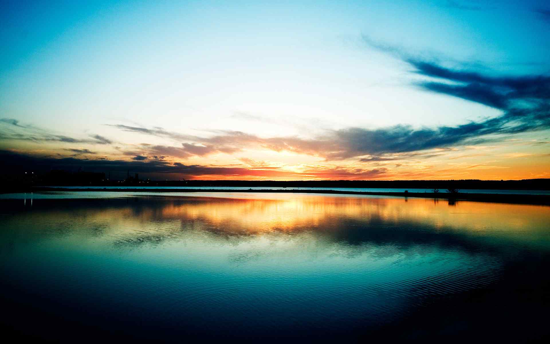 湖畔黄昏风景壁纸