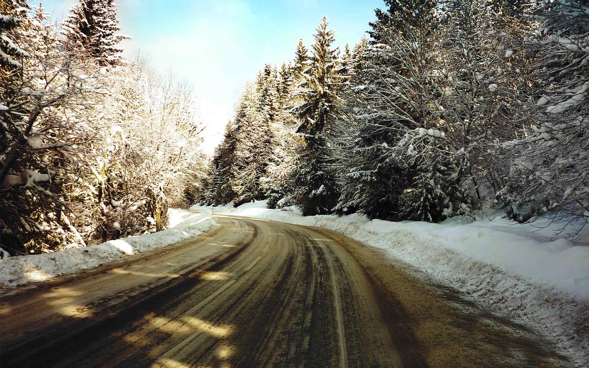 道路雪景摄影壁纸