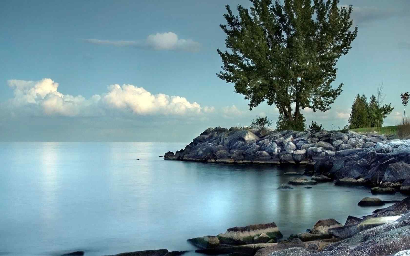 湖岸风景摄影壁纸