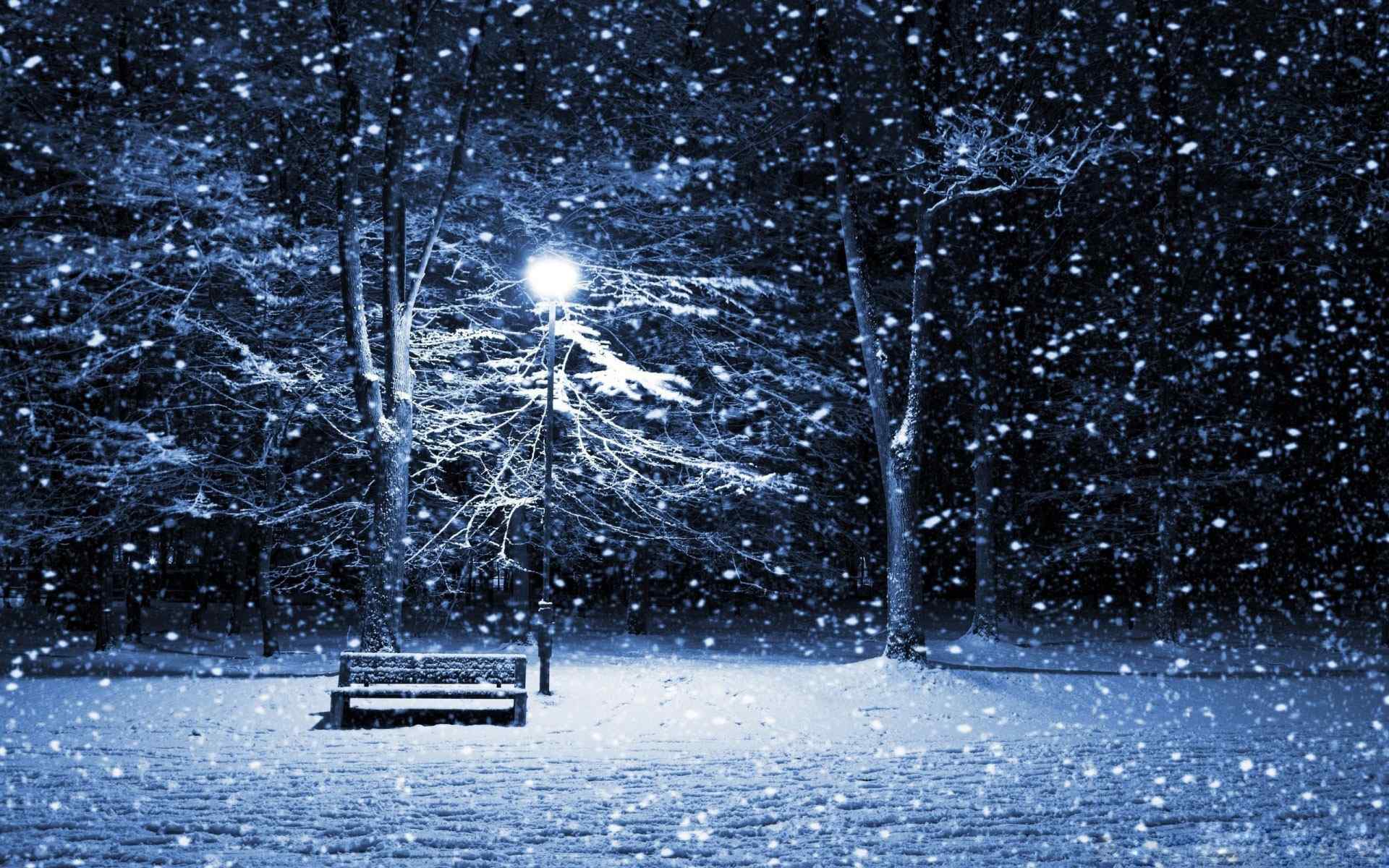 雪景夜色摄影壁纸