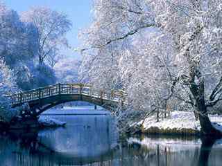 小桥流水雪景壁纸