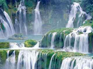 山河瀑布唯美风景壁纸