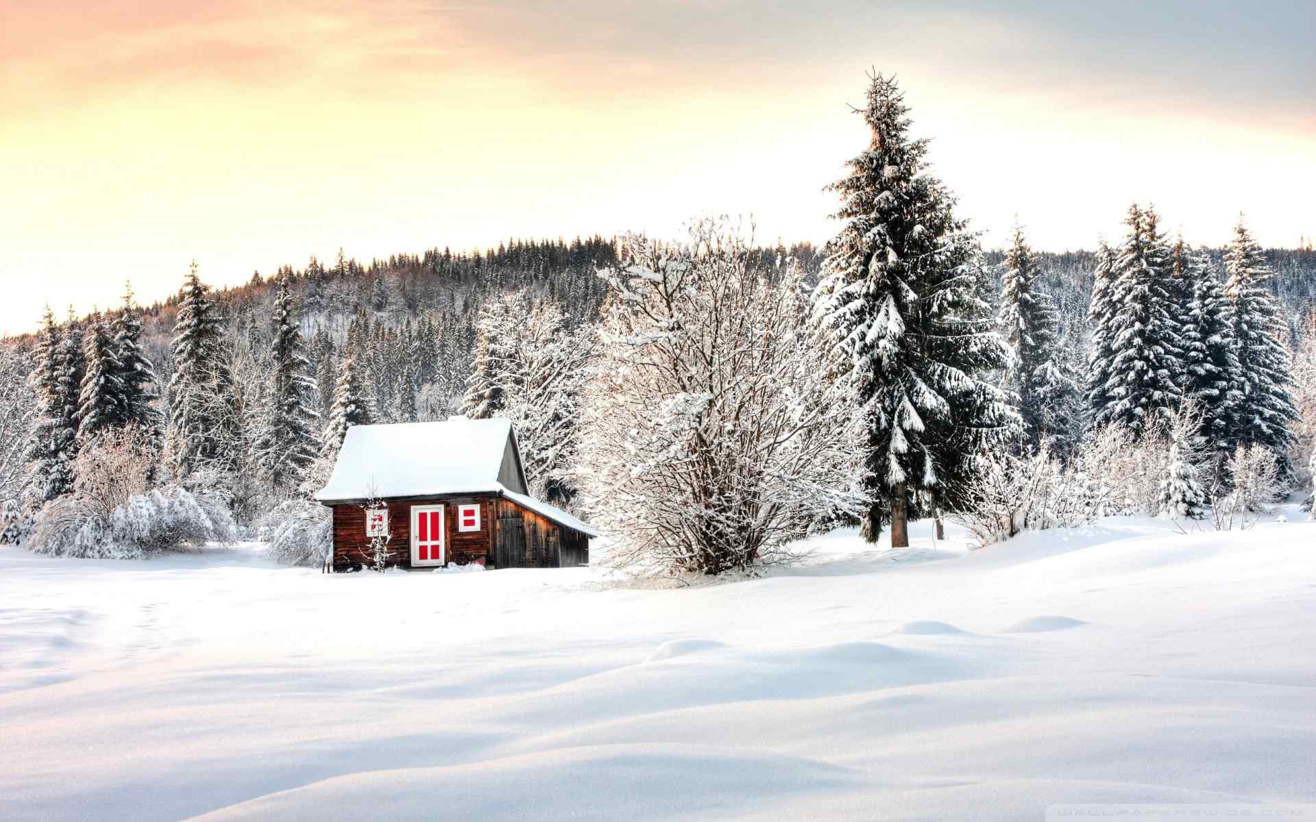 雪景小屋摄影壁纸