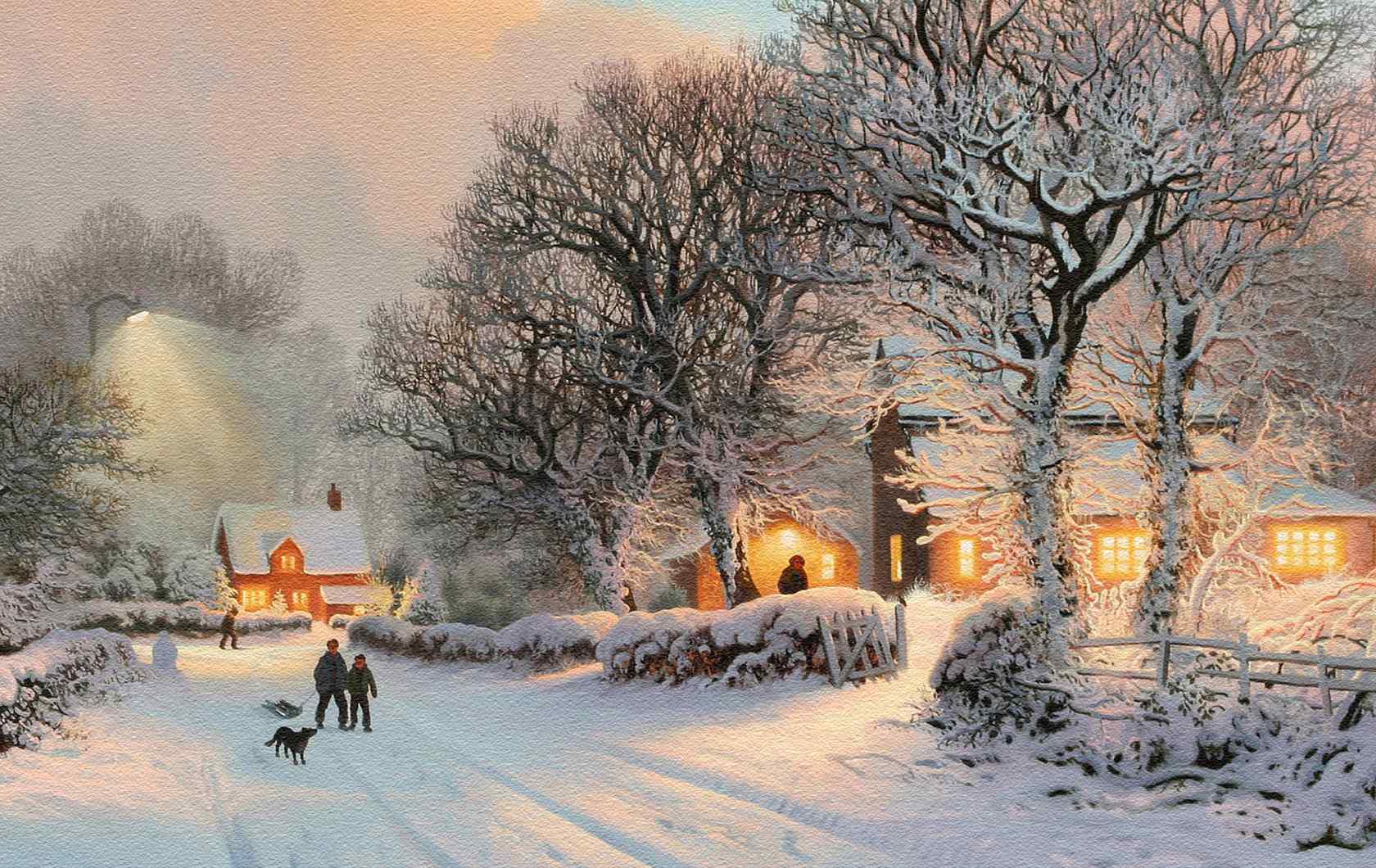 圣诞雪景摄影壁纸