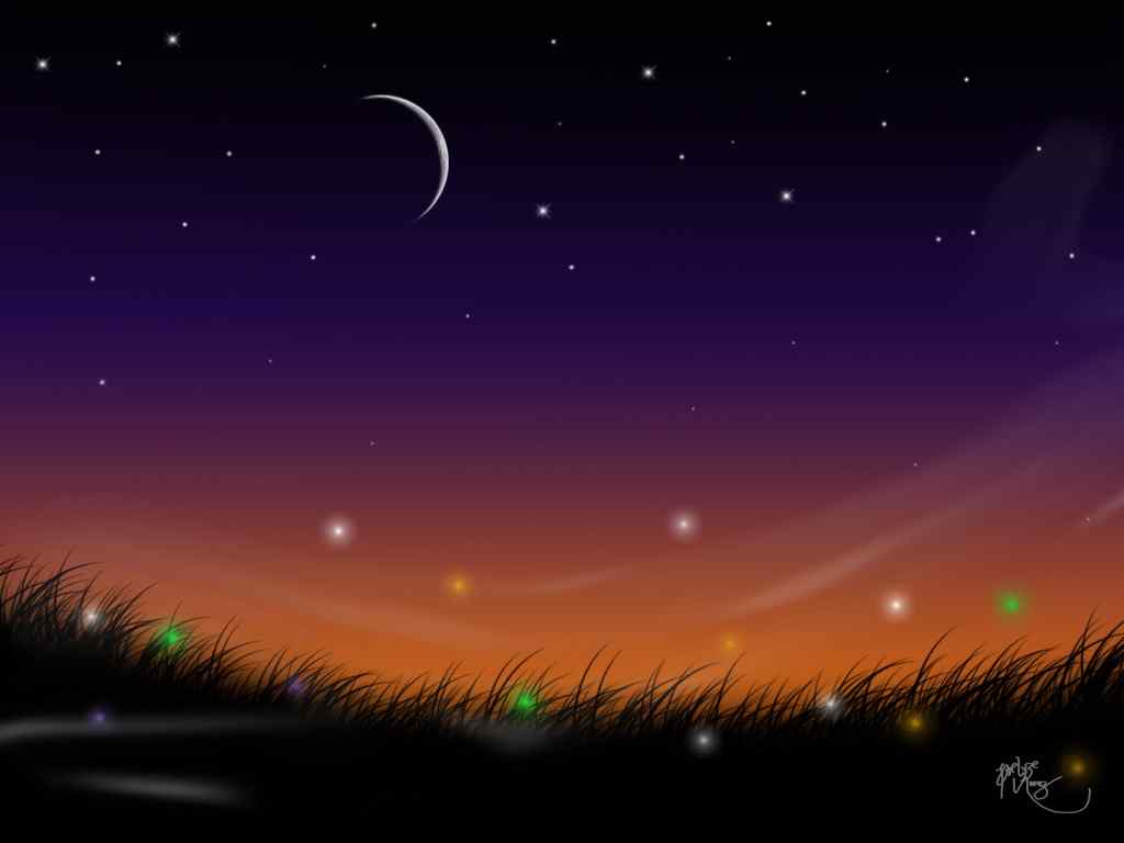 鼠绘夜空风景壁纸